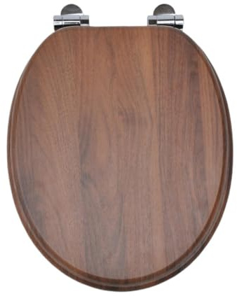 SAINOS Siège WC avec abattant automatique, panneau de bois MDF, mécanisme de fermeture amortie (W107)