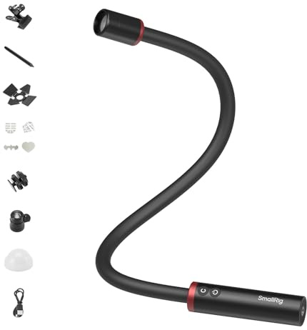 SMALLRIG RM 03 Lampe LED pour Macrophotographie, Angle de Faisceau Réglable, 5 Couleurs, CRI 95, TLCI 92, Bras Macro pour Caméra avec Adaptateur pour Griffe, Pince, Diffuseur, Etanchéité IP54-5480