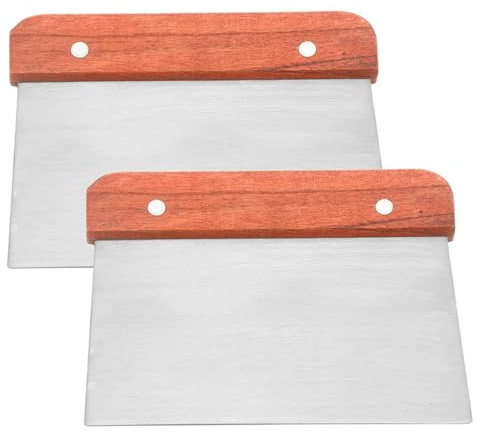 Zuzer 2 Pezzi Tarocco per Impasti, Taglia Pasta in Acciaio Inox, Raschietto con Manico in Legno, Attrezzo da Cucina per Impasti, Pizza, Pane e Dolci
