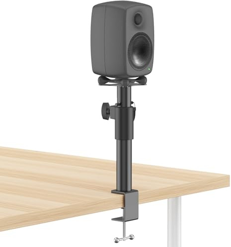 Höhenverstellbarer Tisch-Lautsprecherständer zum Anklemmen für Genelec G3/8030C/8330A Ständer mit Kabelmanagement – Desktop-Studio-Monitorständer für Genelec Studio-Monitorständer bis zu 13,6 kg, um