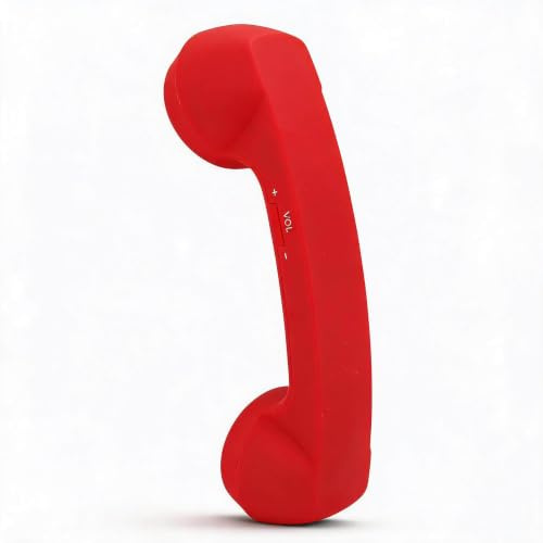 Dpofirs Bluetooth Retro Phone Handset, Wireless Mobile Telephone Receiver with HD Speaker Microphone, Rechargeable Cordless Design, Compatible with Cell Phones Computers (Red)