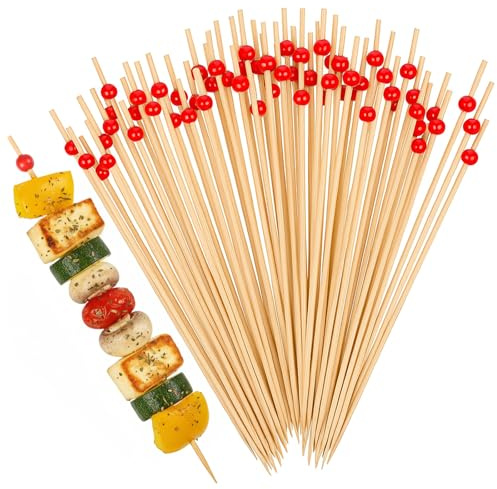 Larrel 100 unidades de palillos de madera para cócteles, decoración de cócteles, pinchos de bambú para cócteles, aperitivos para bebidas, postres, frutas, decoración de fiestas, accesorios