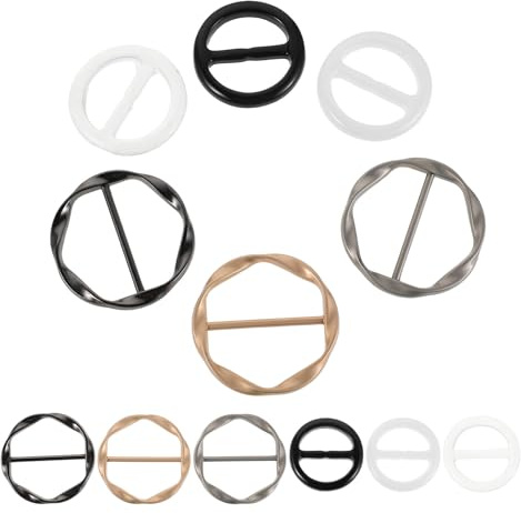 WRITWAA 12 St Rund Metall Scarf Rings med Hörnknuten Knapp Multifunktionella Scarf Clips och T-shirt Spännen i Legering och Resin för Kläder Sjalar Klänningar och Fester