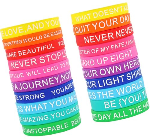 ZYHARUKO 20 Stück Empowering Quote Armbänder Silikon Inspiration Band für die tägliche Motivation mit inspirierenden Sprüchen Mode Silikon Armbänder