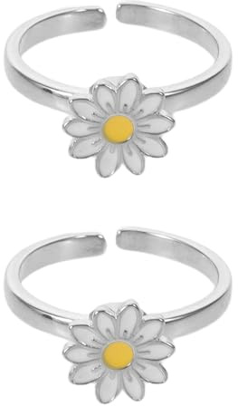 WHAMVOX 2 st. fidget-ringar för ångest - moderiktiga justerbara prästkragar med öppna ringar, kopparfärgade blommor, snurrande skrivbordsfidget för kvinnor, vår- och sommartillbehör