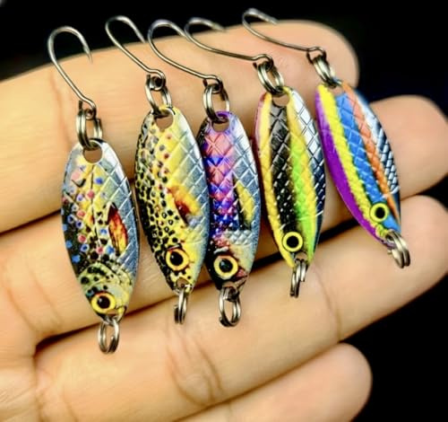 AMZfishing Set spoon per trote, 5 spoon, 3,0 g/3,5 cm, set di esche per trote, trote, spoon per pesca alla trota, spoon (2 gr.,gepr.) (uno stile 1)