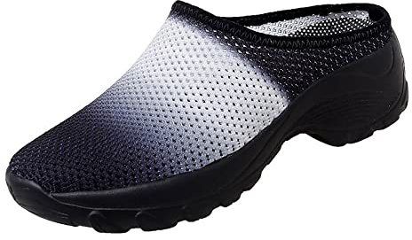 Utomhus dam vandringsskor tofflor, fritidsskor dam sommar, tjock sula halkfria promenadskor kilskor med välvd halv plattform ventilerande strandskor, Vit, 41 EU