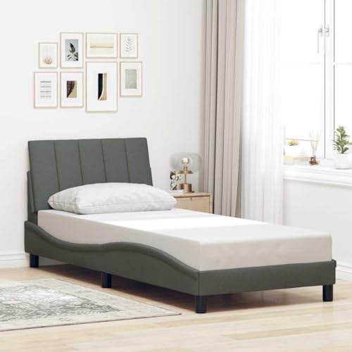 Frdhee Doppelbettgestell Schwebebett Gästebett,Bettgestell ohne Matratze Dunkelgrau 80x200 cm Stoff,Für Schlafzimmer, Gästezimmer, Hotels Und Apartments