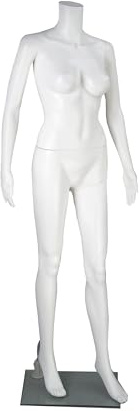 Damen Schaufensterpuppe ohne Kopf Kunststoff weiß, Modepuppe kopflos weiblicher Körper Höhe 165 x Brust 89 x Hüfte 92 x Taille 64 cm, Schaufensterfigur in 5 Teile zerlegbar, Puppe ist leicht zu tragen