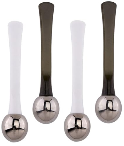 INOOMP Set 4 Pezzi Massaggiatori Occhi in Lega di Zinco Cucchiaio per Crema Contorno Occhi, Strumento Mini Portatile per Massaggio Viso e Applicazione Crema, Adatto per Uso Quotidiano