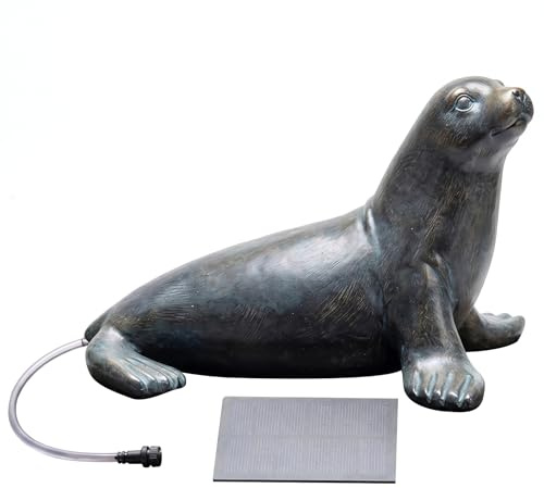Nukinp Cracheur d'étang, Fontaine d'étang 'Animaux Marins Mignons, Fontaine à énergie Solaire, Accessoires 'extérieur, 12 × 9 × 8 Pouces