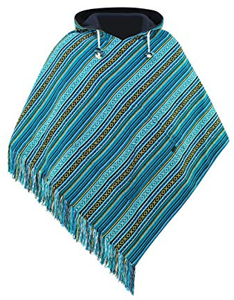 virblatt Herrponcho i 100% bomull, mexikansk poncho, baja, huvtröja, poncho, pancho, tröja, ”drug rug”, cape, ull, gRÖN, L/XL