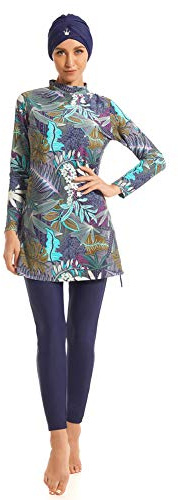 seafanny Costume da Bagno da Donna Modest Musulmano 3 Pezzi Burkini Beach Costumi da Bagno Blu M (Taglia 40-42)