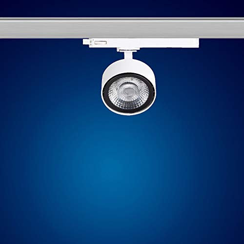 Mextronic FLOW-W - Foco LED de 3 fases para rieles de corriente (15 W, luz blanca cálida, para sistema de raíles)