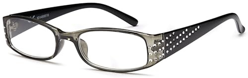 NEW VISION Damen Lesebrille Anti-Müdigkeit Blendfrei UV Schutz Lesehilfe mit Glitzer Bügel NV0176 (+3.00, Schwarz)