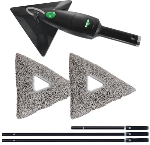 Unger Stingray Open System 330 Plus Indoor Cleaning Kit - Cleaning & Disinfectant for Windows & Smooth Surfaces - Includes Handheld Unit, 3x Poles & 2x Microfibre Pad - Refillable & Reusable
