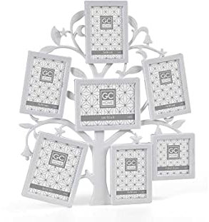 GICOS IMPORT EXPORT SRL Marco de fotos de plástico múltiple, 8 huecos, decoración de árbol, color blanco, 30 x 36 x 2 cm, MOG-818554