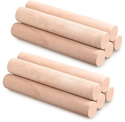 Patelai 10 Pieces Small Wooden Rolling Pin, Dumpling Dough Roller Wooden Mini Rolling Pins Kitchen Utensil Tool for Fondant, Pasta, Bread, Pastry, Cookies, Pizza, Pie, Cylinder Style, 6.3 Inch