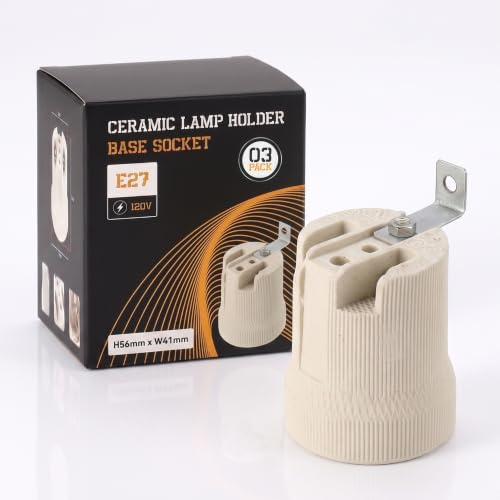 LEDSone Keramik Porzellan ES27 E27 Edison-Schraube Wärme Vintage Lampe Lampe Glühbirne Halter mit Halterung (3 Stück, Form 1)