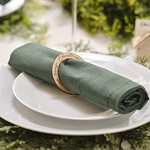 6 Holz Serviettenringe Merry Christmas