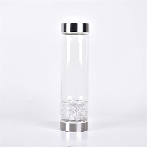 Bottiglia D'acqua in Vetro Con Gemma Di Cristallo Naturale Per Realizzare Una Bottiglia Di Acqua Gemma Infusa Con Elisir Di Cristallo Di Quarzo Naturale Crystal Point Energy 550 Ml