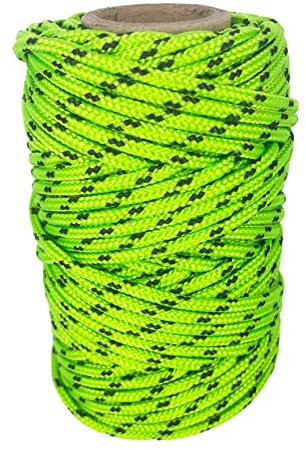 Cordón paracord de poliéster de alta tenacidad 3 mm × 25 m. VerdeFlúor con Negro.