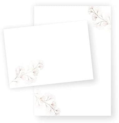 Briefpapier Ginkgo DIN A5 I Set Briefpapier/Umschläge
