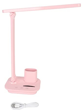 Qcwwy LED Tischlampe, 5 W Winkelverstellbar LED-Schreibtischlampe Stufenloses Dimmen Touch-Steuerung Sanfte Beleuchtung mit Stifthalter Zum Lesen (Rosa)