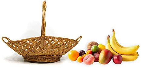 Traditional Look Handmade Coconut MID RIB FRUIT/FLOWER BASKET With Handle, Eco-friendly Gift Sweet Hamper & Vegetable Picking Shopping Hanging Basket