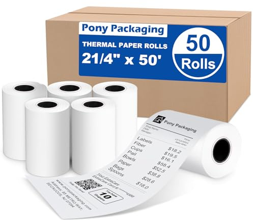 2 1/4 x 50' Thermal Receipt Paper Rolls 50 Rolls,BPA Free Receipt Paper