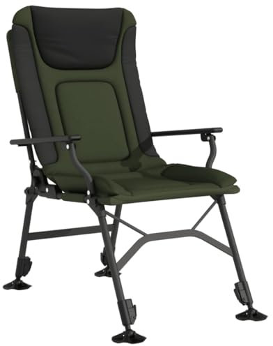 vidaXL Angelstuhl, Klappstuhl mit Verstellbaren Schlammbeinen Armlehnen, Klappbar Campingstuhl für Außenbereich, Karpfenstuhl, Grün