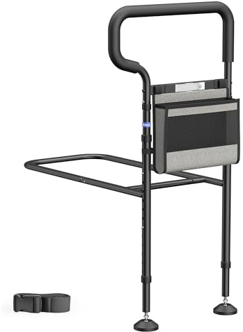 NIMOOD CX3 Barandilla Cama Adulto con Pasamanos más Ancho, Patas de Extensión Proporcionan una Mejor Estabilidad, Rieles Auxiliares de Cama Estables con Luz de Movimiento para Proteger a Las Caídas