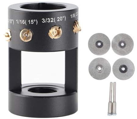 Aluminum TIG Sharpener Welding Tungsten Grinder Head Tool, TIG Welding Electrode Grinder Tool with 2pcs Connecting Rods 4pcs Grinding Wheels 1/16in 1/8in and 3/32in Tungsten Needles