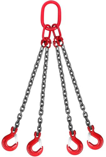 Generisch 4T Kettengehänge Anschlagkette Krangehänge Hebekettenschlinge Einstellbar 4 Strang Krankette für Minen Häfen Gebäude 300CM Ø6 mm Hebekette,4t,100CM