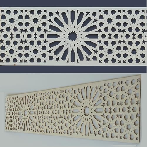 Zagora ornamentierte Zierleisten - orientalische Wanddekoration Holz 20cm breit (2m, Marokko)