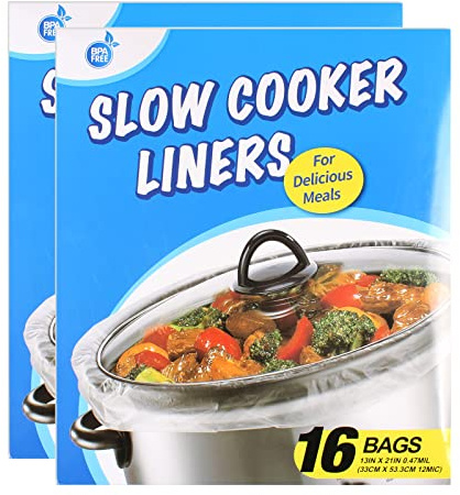 Sacs de cuisson pour mijoteuse de grande taille pour casseroles de 4 à 8 litres, 33 x 53,3 cm, sans BPA, adaptés pour casseroles ovales et rondes (32 doublures)
