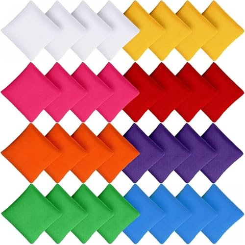 EXTRAPINS 32 sacos de cornhole, 7 x 7 cm, para juegos de cornhole, de nailon, juego de lanzamiento para niños, juegos de interior y exterior (8 colores)