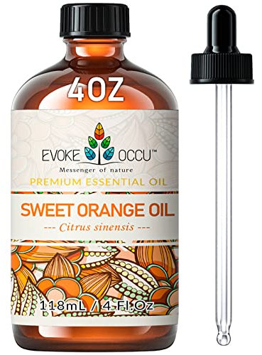 EVOKE OCCU Olio Essenziale Arancia Dolce 118ml, per Diffusore, Aromaterapia, Massaggio, Relax, Pulizia e Cura Della Pelle