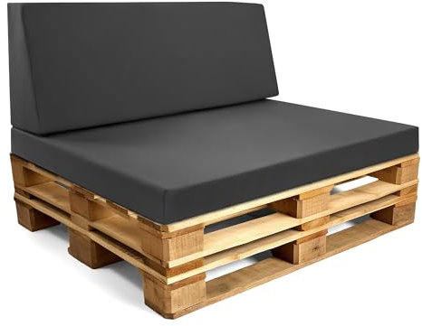 Amazinggirl Cojines para palets Espuma Exterior en Jardin Asiento 120x80 cm y Respaldo 120x40 cm - Cojín por Palet o Cojin jardín por Banco terraza balcón y Patio Grafito