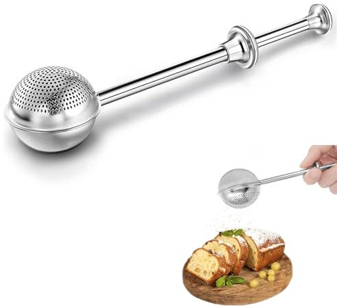 Spolverino per zucchero a velo, per cuocere lo zucchero a velo, con filtro rotante, setaccio per farina, farina, zucchero a velo, farina e spezie (2 pezzi)