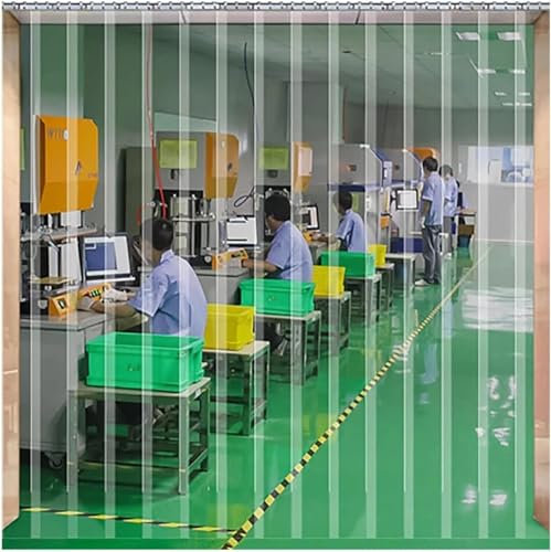 KJoBDwz Türvorhang aus PVC-Streifen, durchsichtiger Windschutzscheibenvorhang aus Kunststoff mit 3,5 cm Überlappung, wasserdichte Trennwand aus weichem Glas PVC Streifenvorhang Lamellen(1.05x2m)