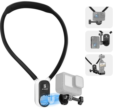 K&F CONCEPT Soporte Magnético de Cuello para Cámara de Acción y Osmo 360, Pocket 3,Soporte de Cuello para Grabación POV Vlog Accesorios Compatible con GoPro Hero 13/12, dji Action 5 Pro/4, Insta360