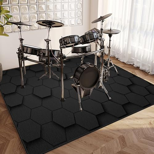 EYKWKB Akustik Schlagzeug Teppich, Drum Teppich, Schalldicht Trommelmatte, Trommelteppich Rutschfester, 120 x 80 cm Schlagzeugteppich für Bass Drum Snare für Instrumente Teppich