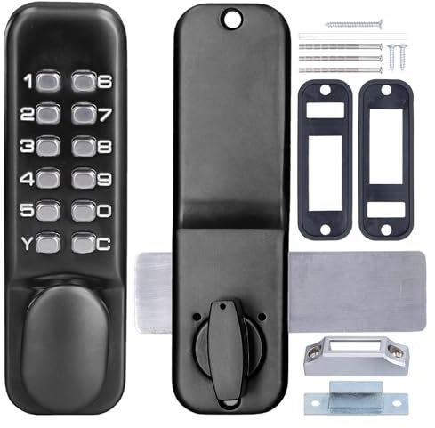 Mechanical Combination Lock, Security Door Lock Anti Theft Keypad Locks for Doors, Digital Code Lock Keyless Door Keypad Lock for Garden Gate Bidirectional Glass Wood Door Office Use (Black)