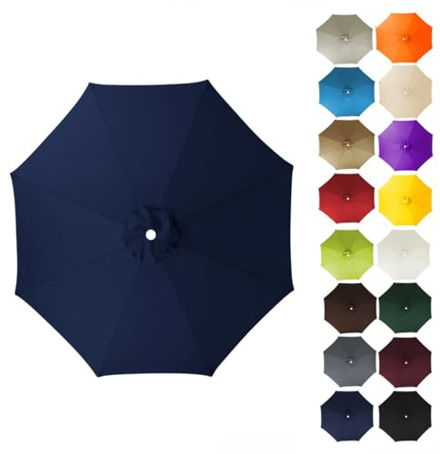 Telo di ricambio for ombrellone da mercato 3/3,5/4 m telo di copertura rotondo in poliestere a 8 stecche tessuto protettivo UV(Navy blue,3.5m)