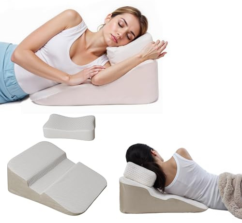 strusery Almohada de Cuña Ergonómica para Dormir de Lado - con Agujero para Brazo y Soporte Cervical, Ideal como Almohada Antireflujo para Adultos