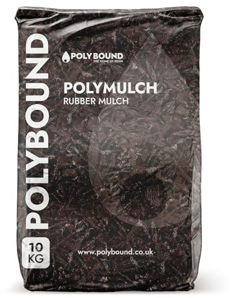 POLYBOUND 10KG Rubber Mulch Chippings (Earth Brown) | Child & Pet Safe Garden Mulch for Play Area, Landscaping | Safe Alternative to Wood, Slate, Bark Chippings for Garden | Weatherproof, Weed Control