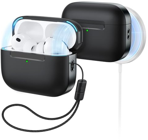 ESR Hülle für AirPods Pro 3, MagSafe-kompatibel, Rundumschutz, Schwarz | Pulse Serie Case mit magnetischem Deckelverschluss, Lanyard, kompatibel mit AirPods Pro 3 USB-C