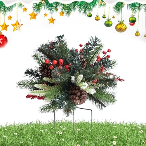 Hozaenwa Weihnachtskübel für Vordereingang | Künstlicher Outdoor Christbaum mit Dreibeinstütze | Winterherbst Deko für Erntedankfest Friedhof | Wohnung und Büro Dekoration