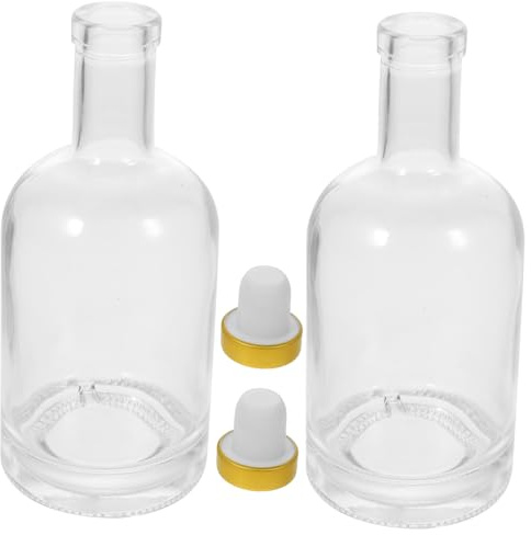 TOYANDONA 2pezzi Bottiglia Di Vetro Trasparente Per Liquori Doppia Bottiglia Per Vino e Per Whisky Apertura Allargata e Fondo Vite